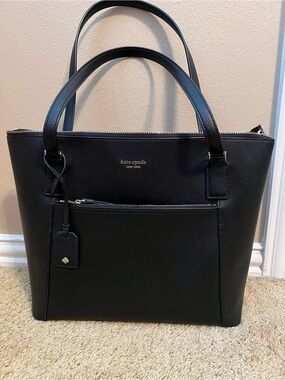 Authentic Kate Spade Black Cross-Hatch Leather Tote